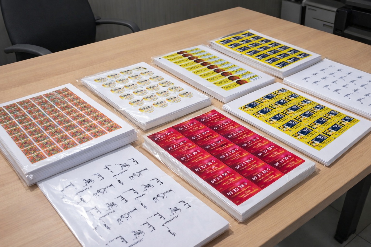 sticker on table